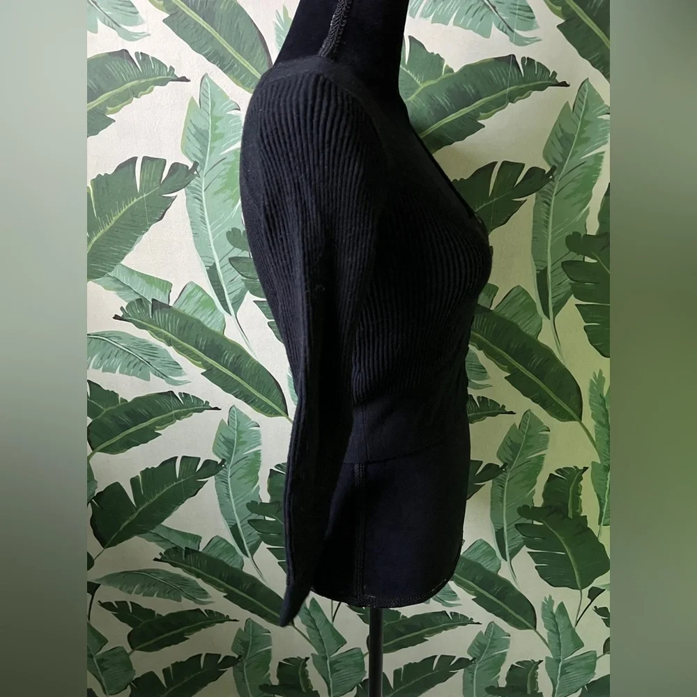 J Crew Scoopneck Ribbed Cardigan Sweater Black Womens‎ XXS